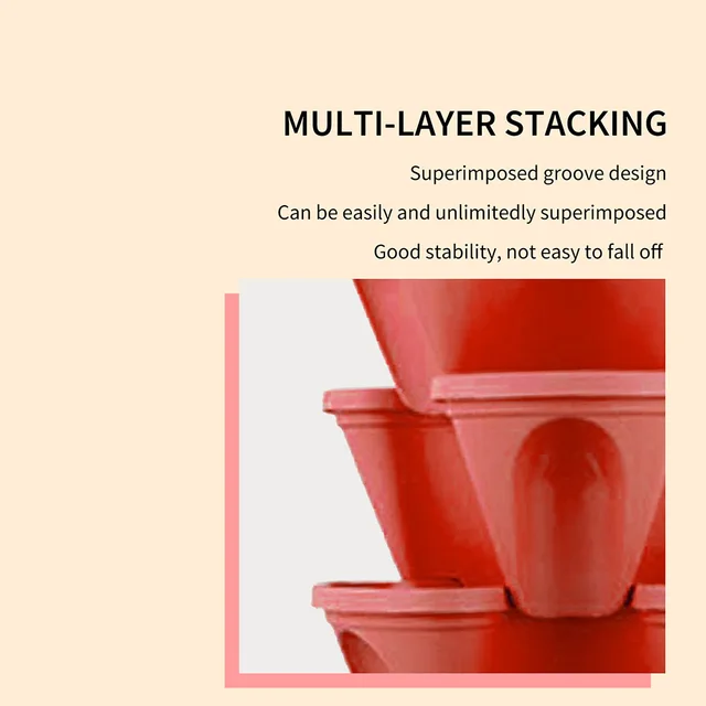 Egymásra Rakható Eper Virágüzem Edénymente Space Potter Rander Kertész Edények Műanyag Torony Tálca Kerti Edény - Image 5