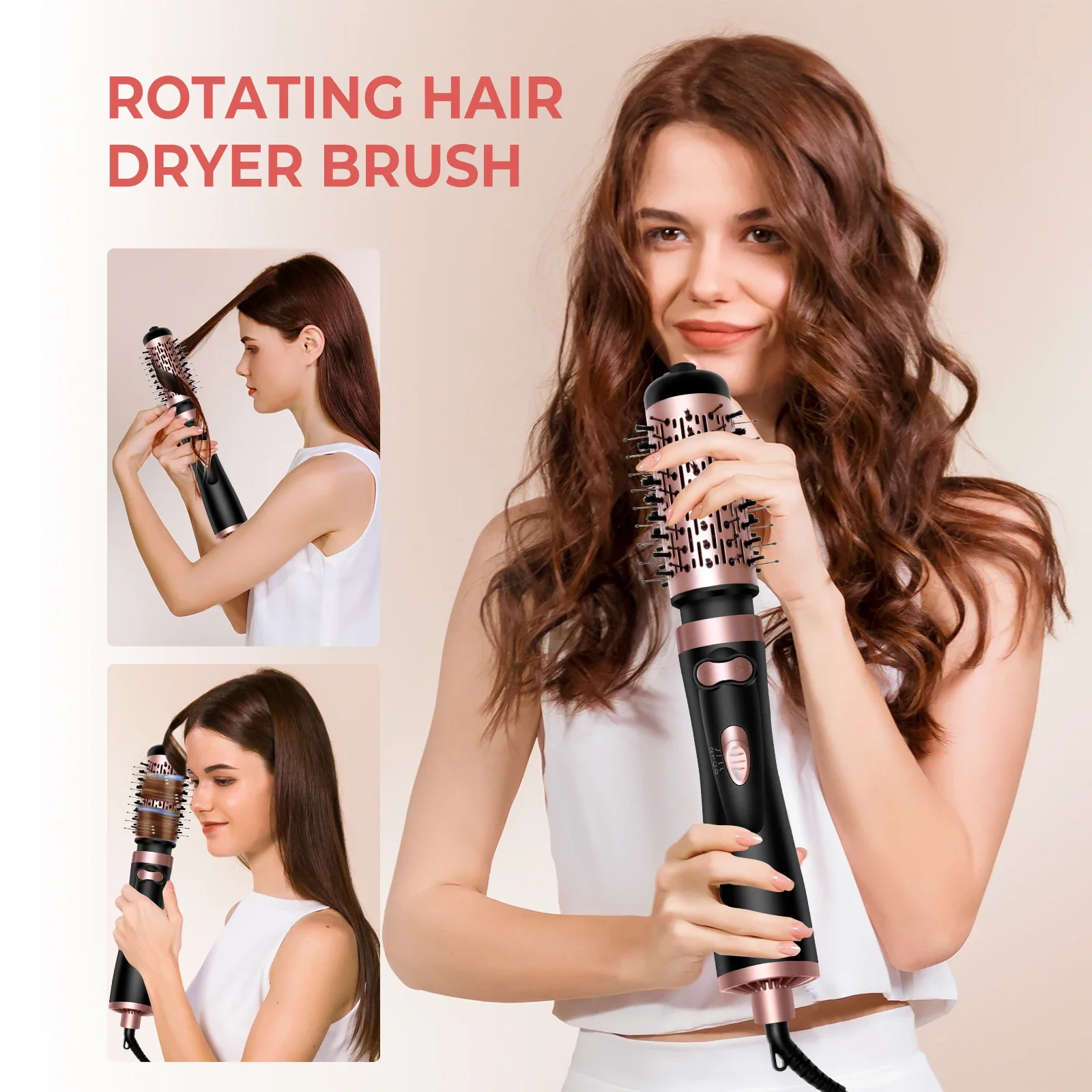 2-In-1 Hot Air Brush And Rotating Hair Dryer Multifunction Electric Hair Styler Comb