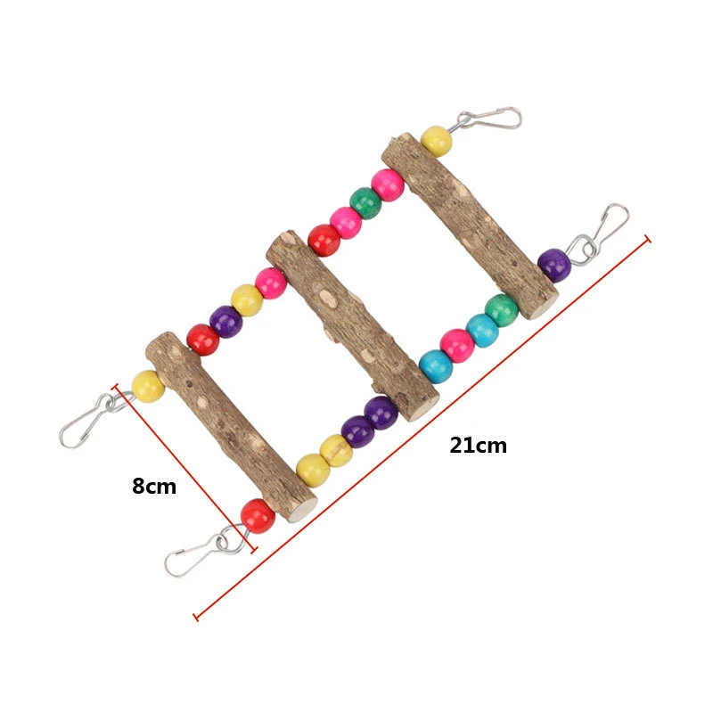 3/5/7 Ladder Birds Pet Parrot Ladders Climbing Toy Natural Wood Hanging Colorful Ball Toy for Conures Parakeets Cockatiels D9253 4