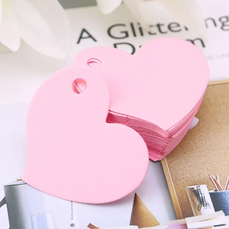 50Pcs 하트 모양 빈 크래프트 종이 카드 선물 태그 레이블 DIY 파티 웨딩 공예