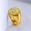 EUEAVAN Stainless Steel Key of Solomon Seal Rings Gold Color The First Pentacle of Sun Men Ring Wealth Good Luck Amulet Jewelry 4