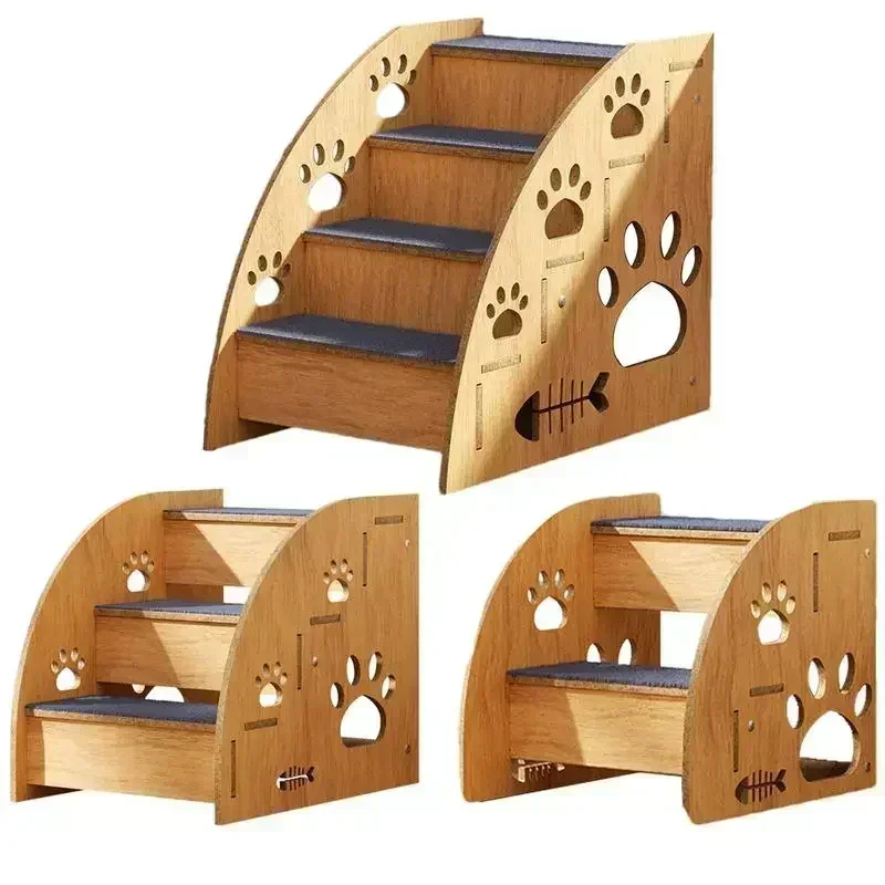 Pet Stairs for Bed Dog Steps Dog Ramp High Bed Climbing Steps Non-Slip Wooden