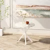 31.5'' Modern Cross Leg Round Dining Table, White Marble Top Occasional Table, Two Piece Removable Top, Matte Finish Iron Legs 1