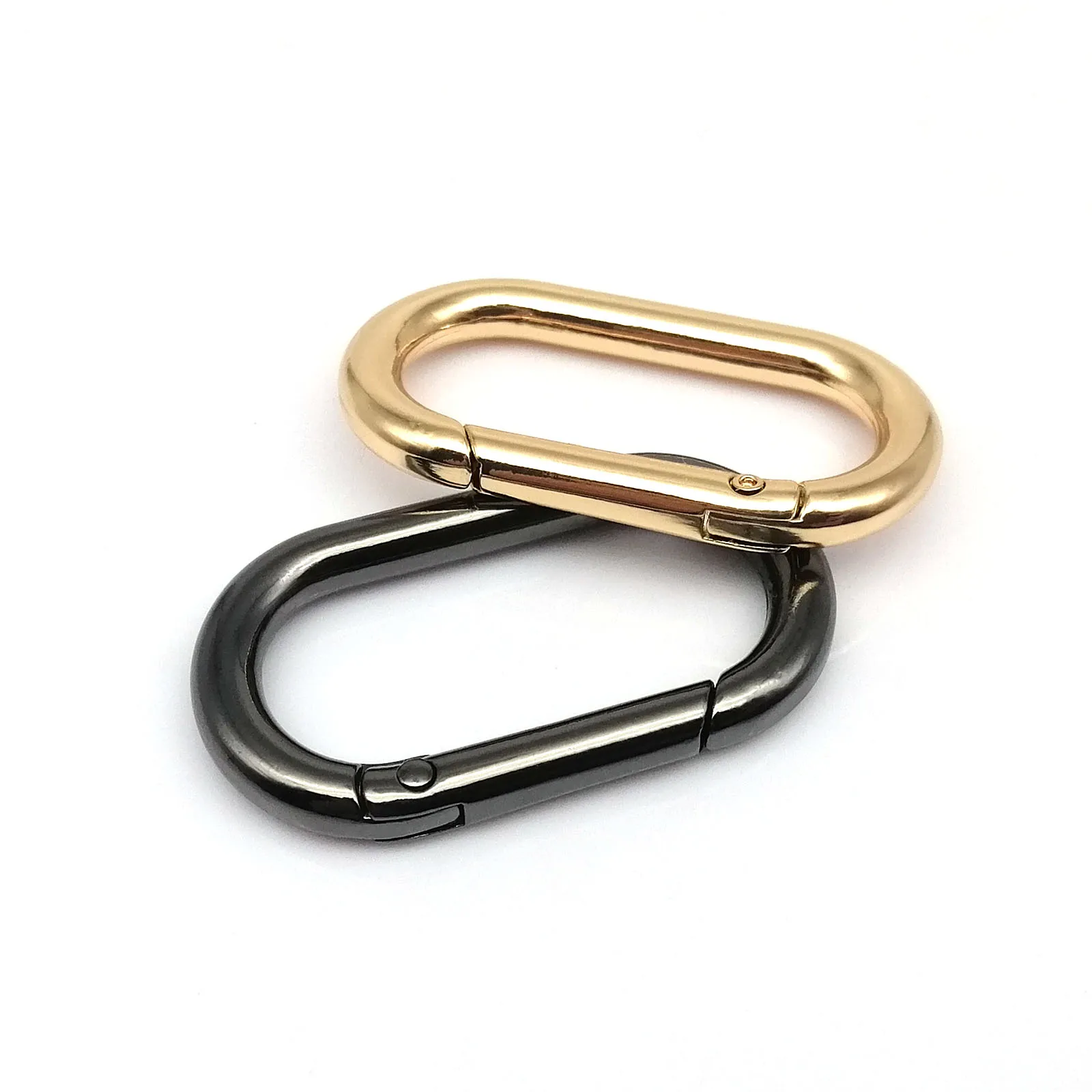 Oval Spring O-Ring Openable Leather Bag Strap Connector with Keyring Pendant Clip