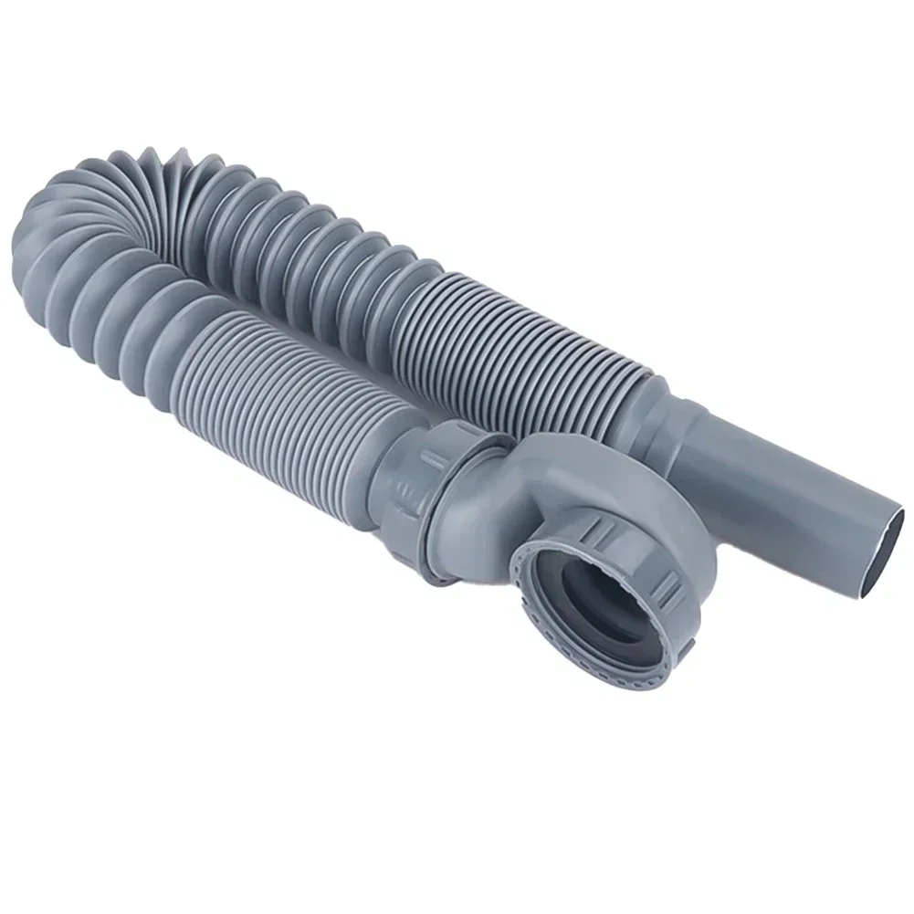 1pc Low Profile Trap Flexible Bathtub Shower Drain Pipe Gray ABS Flat Tub Free Standing Tub Drain For Bath Bathtub