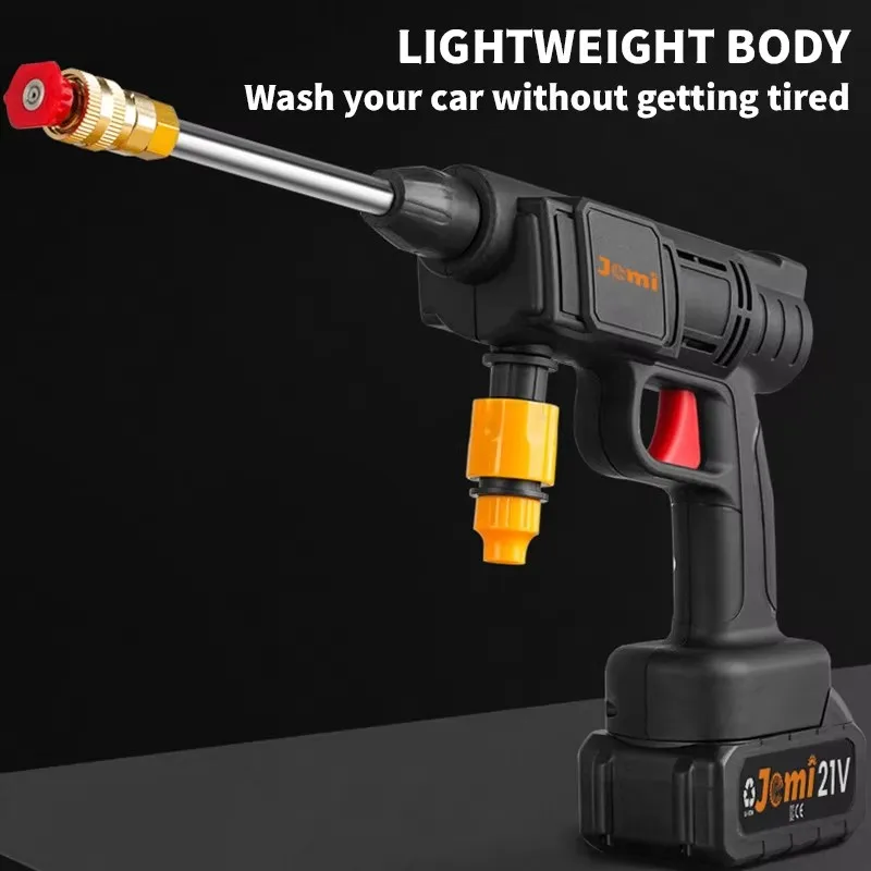 Jemi Tool 18V/21V Cordless High Pressure Washer, 60Bar Rechargeable Portable Washer for Car Wash and Flower Watering 4