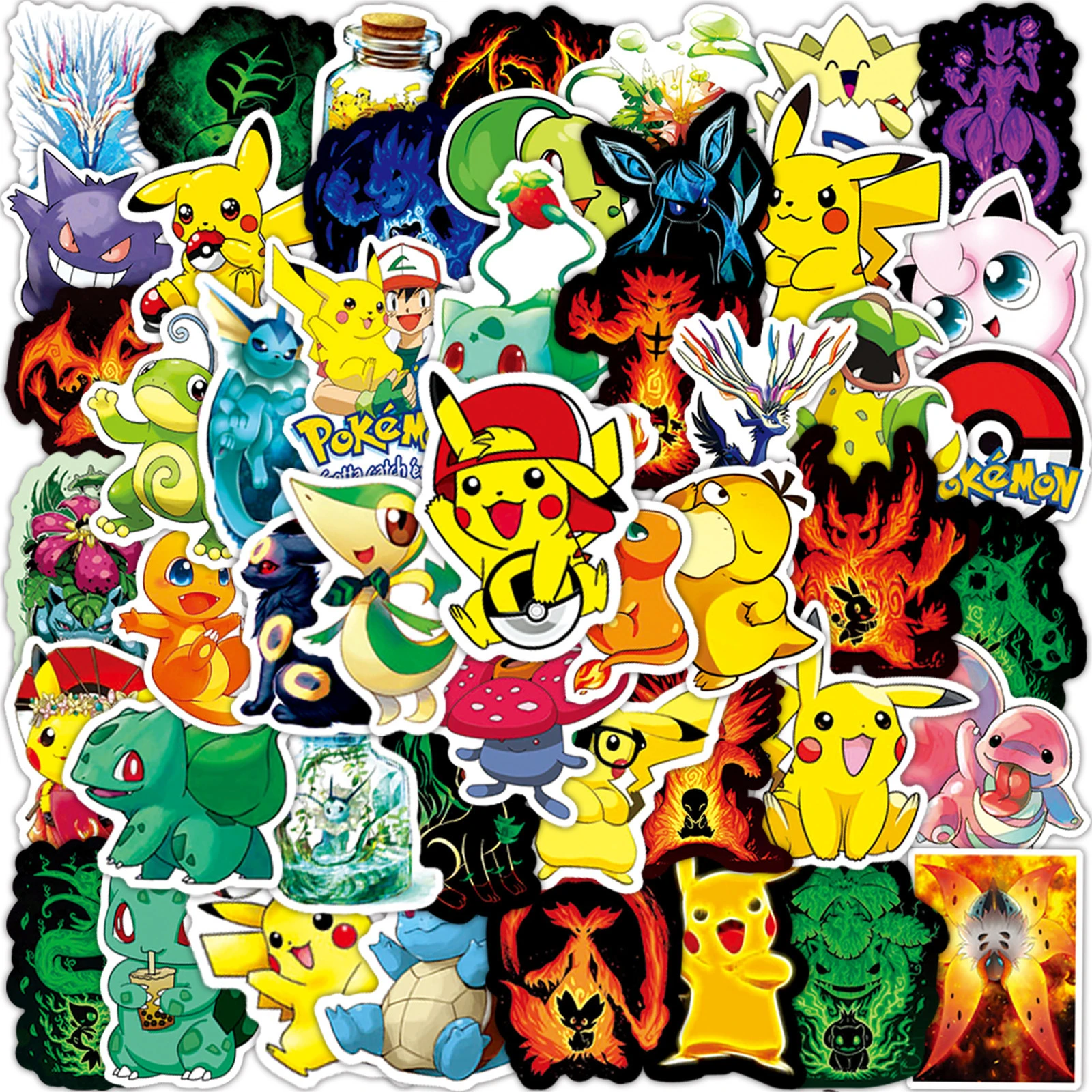 40 50 60個なしリピートアニメポケモンかわいいピカチュウイーブイgreninjaカメックス子供ステッカー Aliexpress