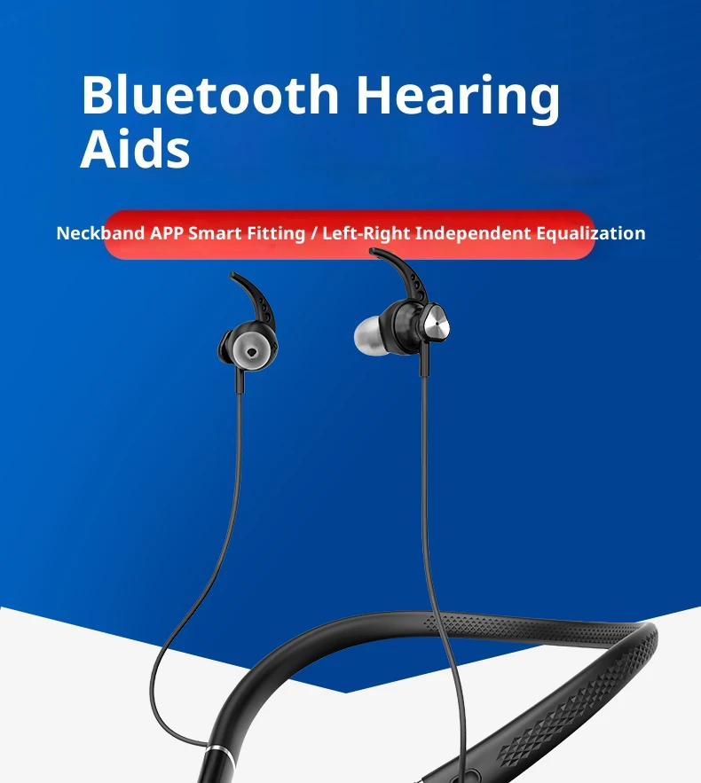 3-In-1 Neckband Hearing Aid With App Bluetooth Rechargeable Anti-Loss Headphone
