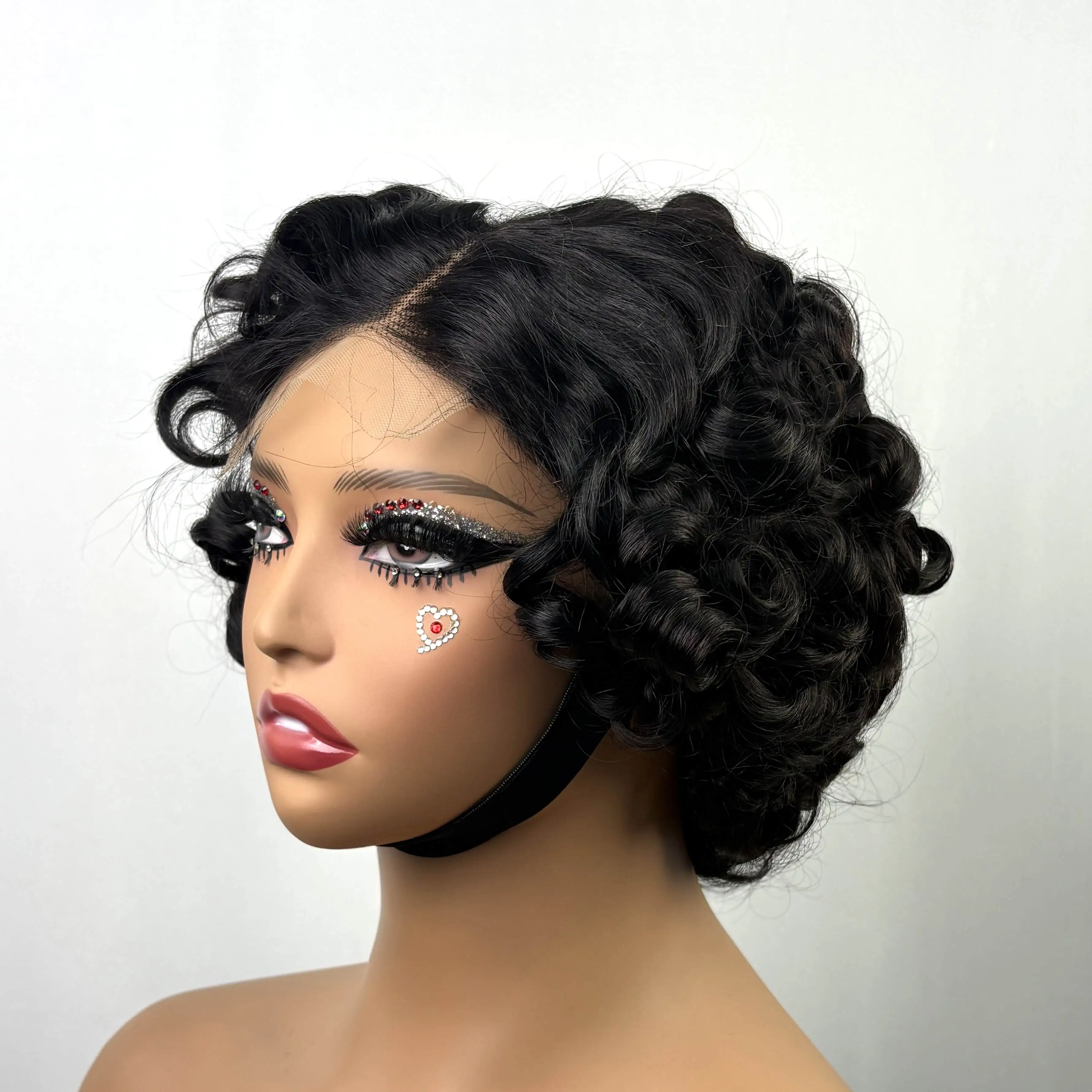 Short Side Part Loose Fumi Bob Wig Human Hair Wigs 250% 4x4 Transparent Lace Closure Colored Bouncy Curly Bob Wigs for Women 2