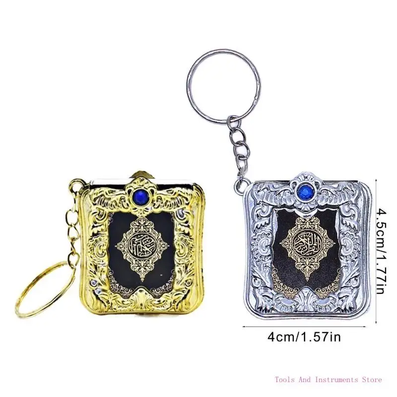 12Pcs Elegant Quran Book Mini Pendants Keychains With Random Blue/Red Gemstones C7AC
