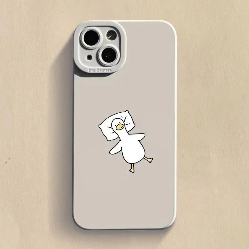 thumbnail image 1 of Cute Cartoon Lying Flat Duck Phone Case For iPhone 15 Pro Max 11 12 Mini 13 14 Pro Max X XS XR 7 8 14 15Plus Soft Silicone Cover, 1 of 5
