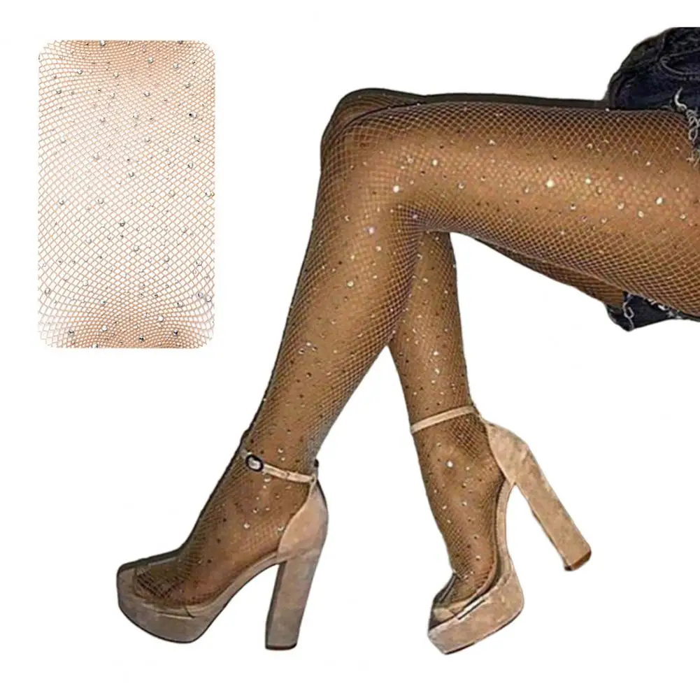 Sexy Rhinestone Pantyhose Glitter Fishnet Mesh Tights Crystal Diamond  Stocking Tear Resistant High Waist Leggings Glossy Tights - Tights -  AliExpress
