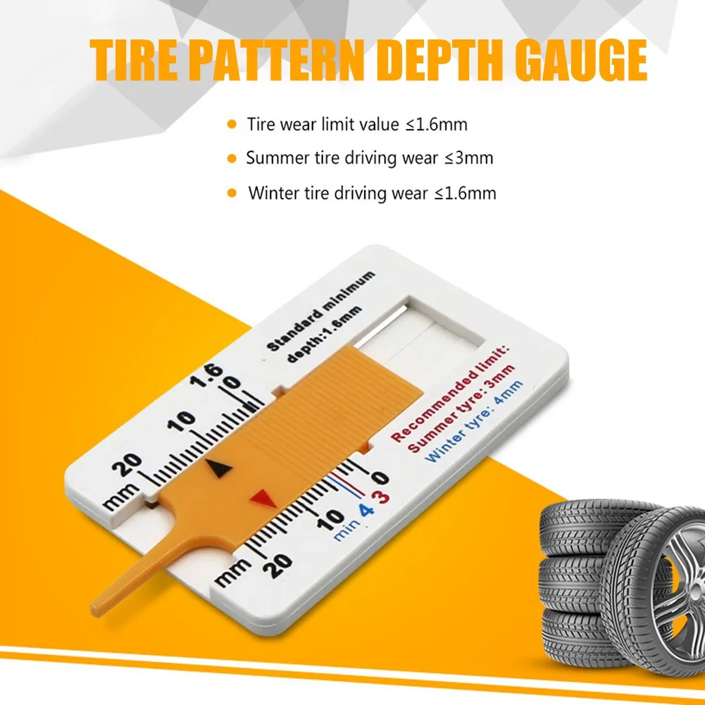 0-20mm Auto Car Wheel Tread Depthometer Depth Indicator Ruler Plastic Tread Gauge Tire Tread Depth Meter Tire Wheel Measure Tool