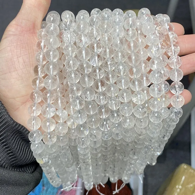 3A Natural Rock Quartz Beads Round Loose Spacer White Crystal For Jewelry Making Bracelet Necklace Diy Accessory Findings