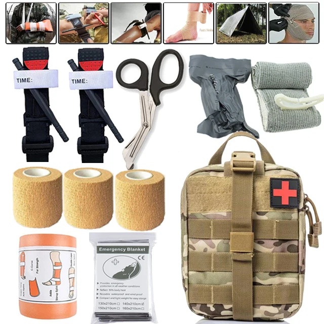 

Tactical First Aid Kit Military Edc Survival Emergency Kits Bag Gear Outdoor Hunting Medical Pouch Tourniquet Scissors Bandages
