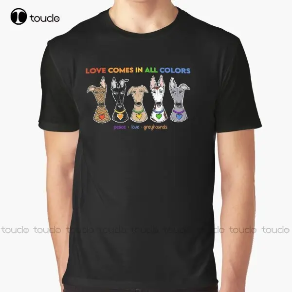 

Peace Love Greyhounds Pride Gay Pride Lgbtq Graphic T-Shirt Custom Aldult Teen Unisex Digital Printing Tee Shirts Christmas Gift