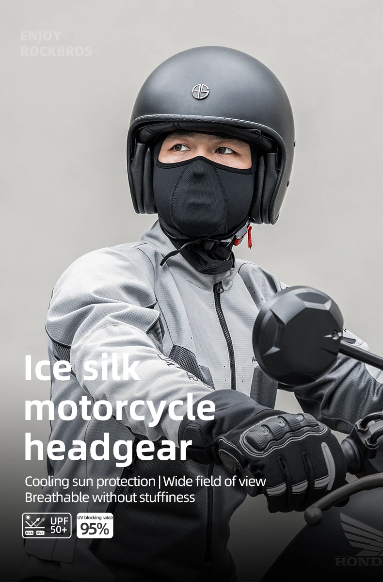 ROCKBROS Fahrrad-Gesichtsmaske, atmungsaktiv, Eisseide, Motorrad, Angeln, Reiten, Fahrrad, Schal, Kappe, Sonnenschutz, Outdoor, Radfahren, Kopfbedeckung, Maske – Detail 1