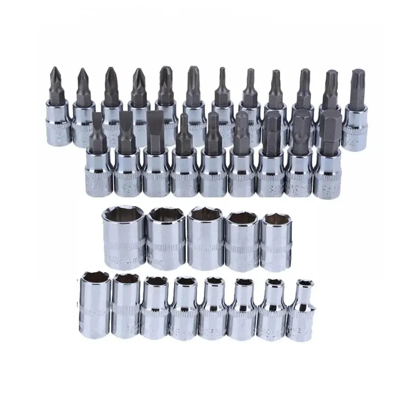 Car Repair Tool Set 46 Piece/Set 1/4-Inch Socket Set Ratchet Torque Wrench Combo Auto Repairing