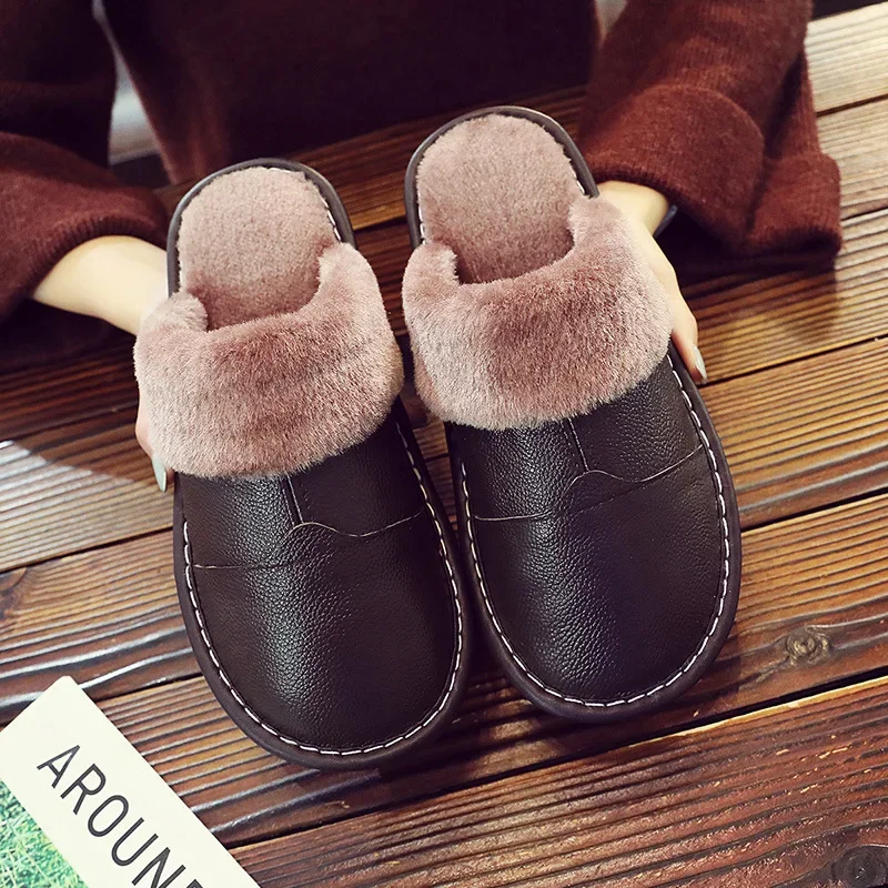 Warm Home Slippers Women 2024 New Waterproof Non-Slip Indoor Cotton Shoes Men Slippers Plush Warm Winter Couple Shoes