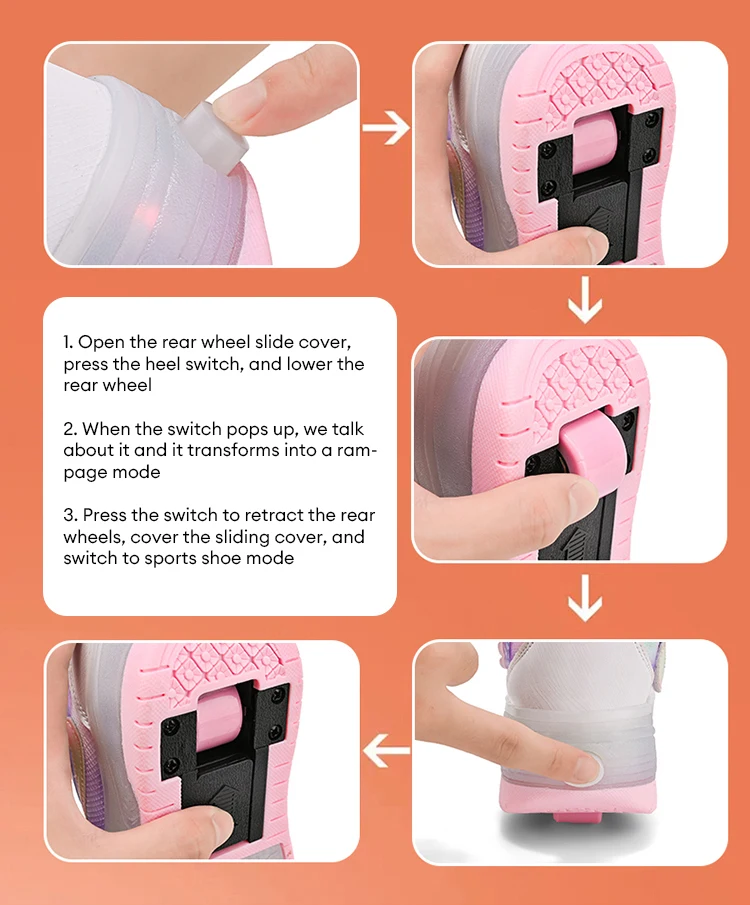 Description Picture 3 of itemGirls' Walking Shoes Shoes Will Shine Skates New Outdoor Running Pulley Fashion Children's Girl's Sneakers