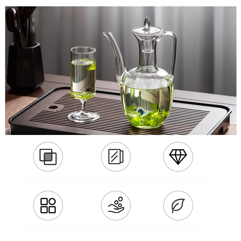 GIANXI Chinese Tea Ceremony Culture Glass Teapot Imitation Song Swan Neck Long Mouth Hand Pot Electric Clay Oven Heating Tea Set glass teapot,tea brewing pot