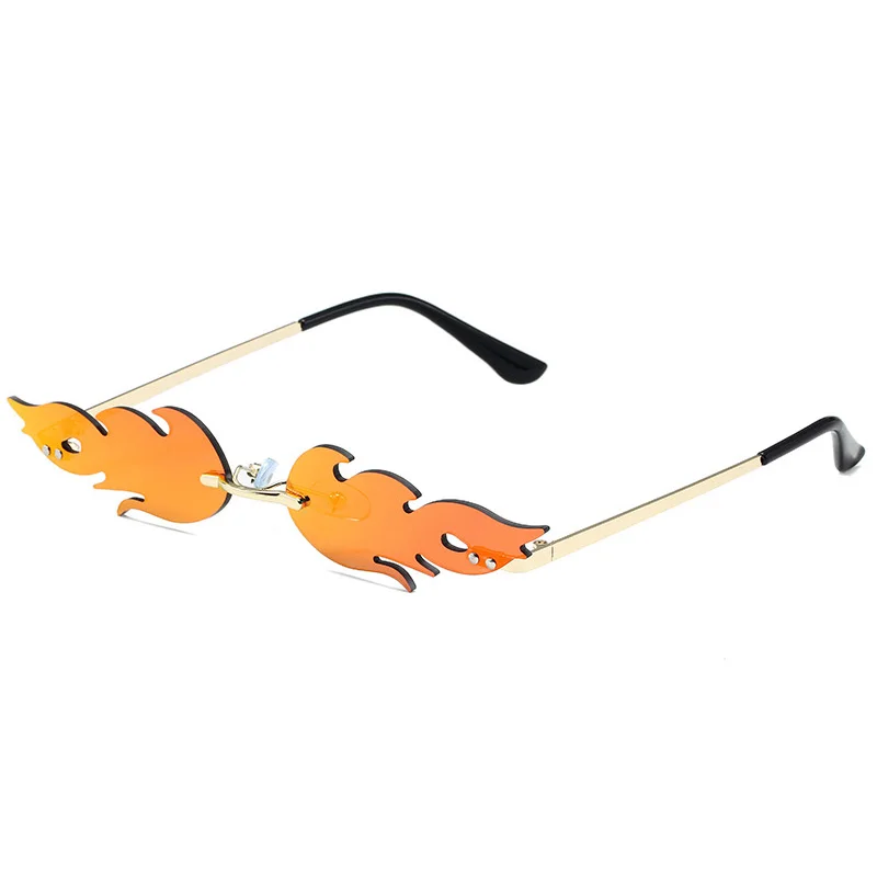 

Summer Flame Sunglasses Women Rimless Wave Eyewear Running Sunglasses Luxury Trending Sun Glasses Shades Female