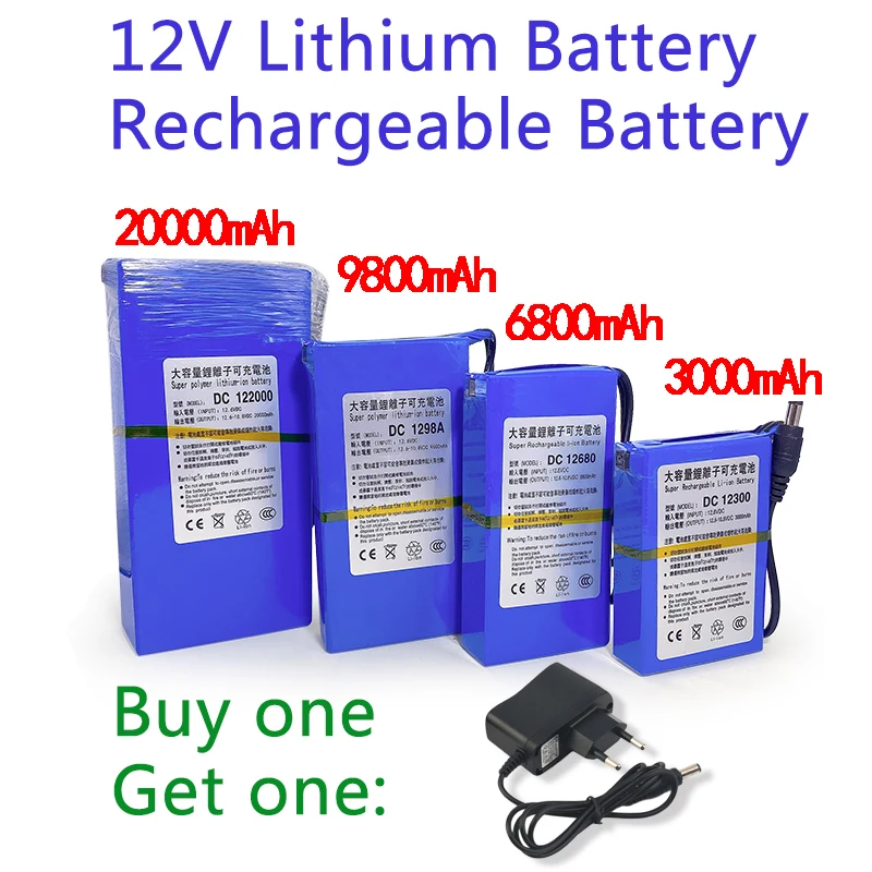 

100% Original Charge Protective DC 12V 20000mAh Li-ion Super Rechargeable Battery Backup Li-ion Battery Pack Free shipping