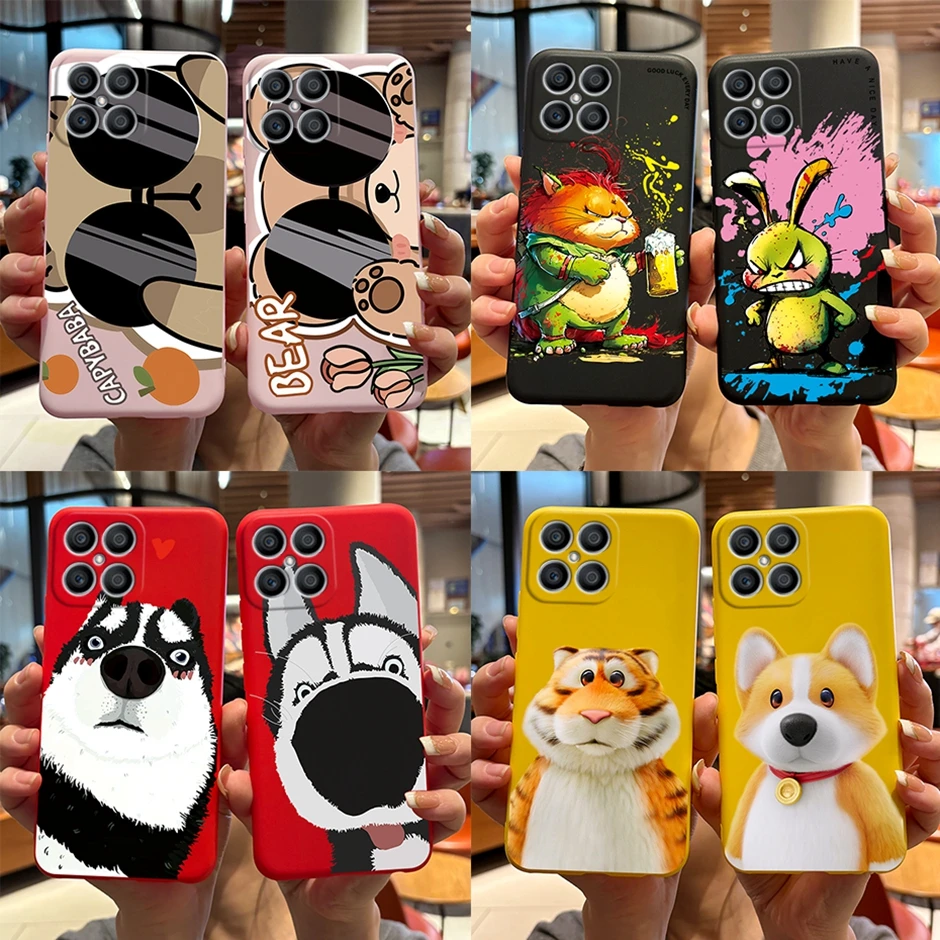 Exquisite Cartoon Painted Liquid Silicone Phone Case in Bumper Design