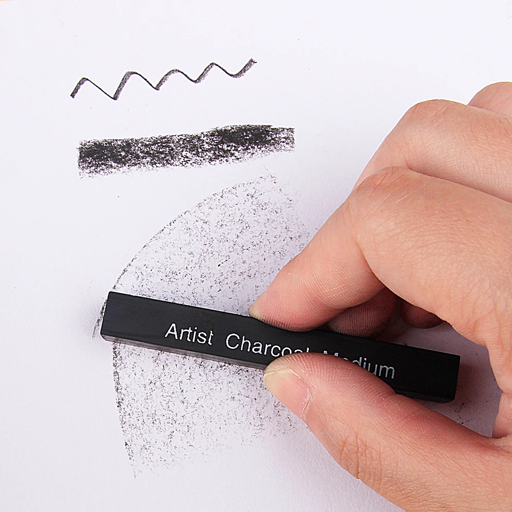 6Pcs Compressed Charcoal Sticks Soft Medium Hard Sketch Charcoal Bars for Drawing Sketching Shading Beginners Artists charcoal sticks drawing art supplies