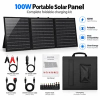 Panneau solaire pliable de 100 W, interface USB Type-C, panneau solaire portable monocristallin, kit complet pour le camping, les voyages et l’alimentation électrique. 1