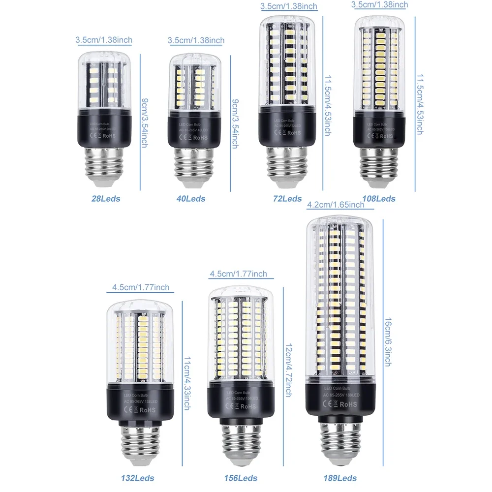 30W LED E27/E26 콘 라이트 전구 E14 샹들리에 램프 B22 천장 전구 AC 85-265V 무플리커 가정용 거실용 냉/온백색