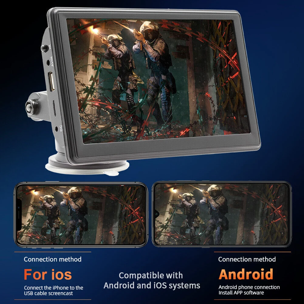 미러링크 휴대용 안드로이드 카플레이, 자동차 모니터, HD 디스플레이, MP5 플레이어, 7.0 인치 터치 스크린, 와이파이 후진 카메라