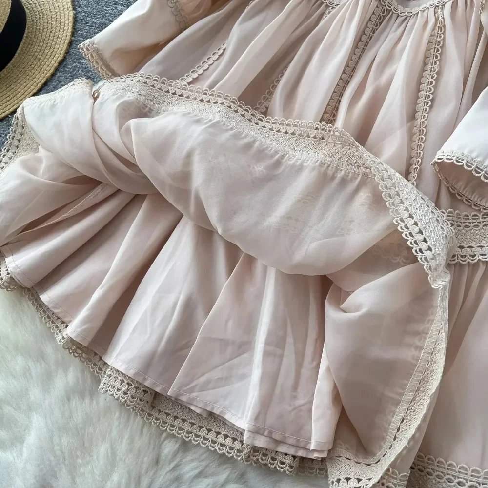 chinese dress ladies Womens Summer Dress Lantern Sleeve Square Neck Tie Front A-Line Double  Layer Hem Mini Dresses at Amazon Women's Clothing store