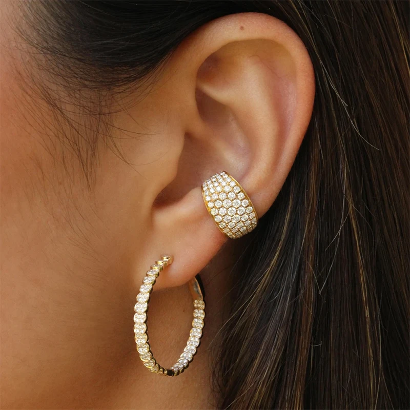 Ear Clip Earrings Clip Earrings Ear Clip Ear Accessories Gold Plated CZ For Women Exquisite Zircon Fake Piercing Party Wedding