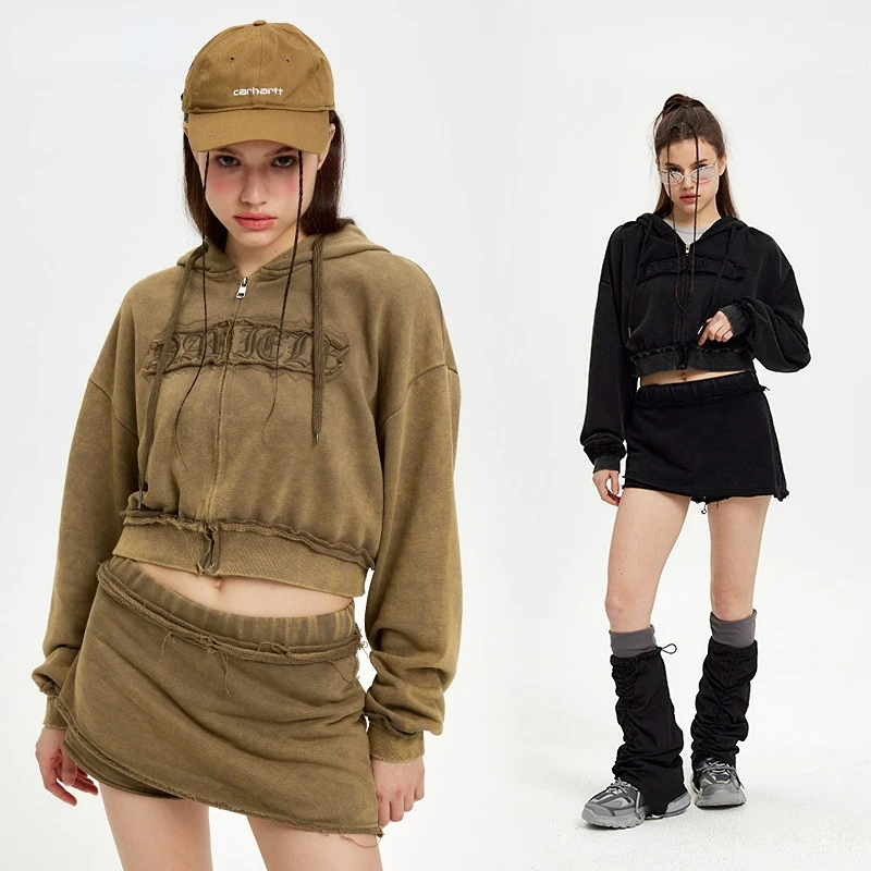 Hooded Short Sweatshirts Jacket Feminine Hot Girls Culottes Shorts Skirts Two Piece Set Spring Casual Suit Street Hipster Skorts hipster men s all over star foam print hoodie padded hooded sweatshirt