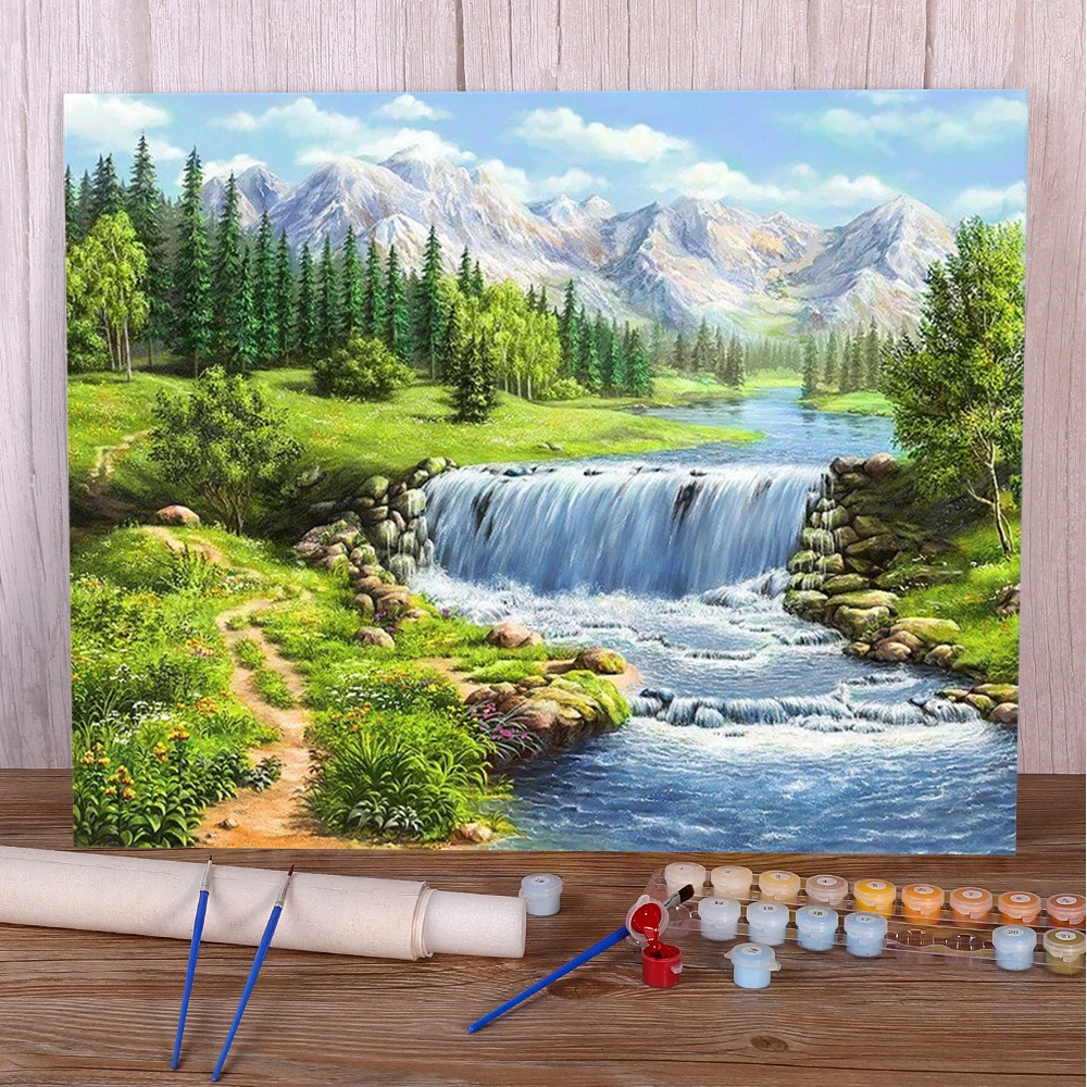 小さな滝の絵画,油絵,帆布の絵,大人の壁の芸術のための装飾的な