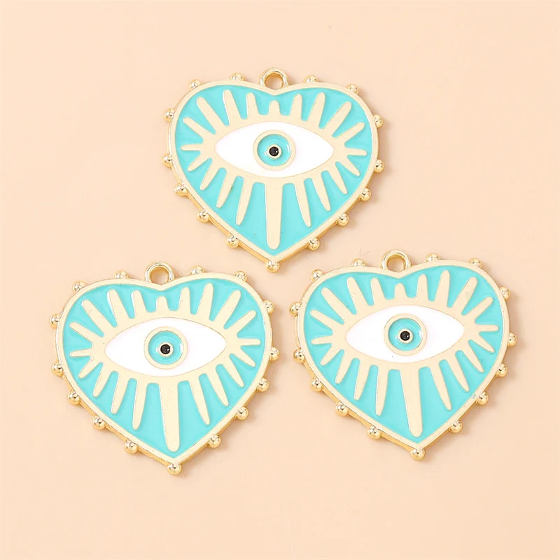 Leslie 10 Stück/Set Emaille Niedliche Bunte Schleifen-Herz-Anhänger für Ohrringe Liebesherz-Charms Anhänger DIY Schmuckherstellung – Detail 11