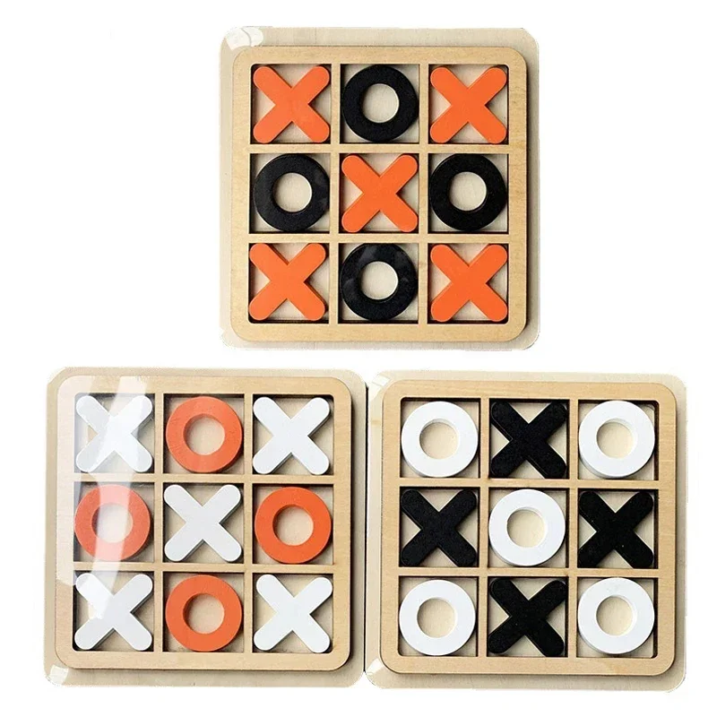 

NEW Tic Tac Toe Kids Brain Training Wooden Chess Board Game Table Toy Educational Toy Parent-child Interactive Birthday Gift