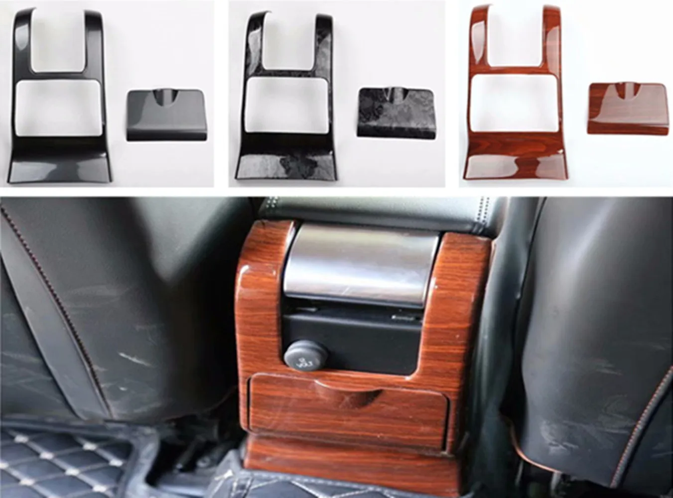 

2pcs/lot ABS carbon fiber grain or wooden grain central armrest box rear decoration cover for 2014-2018 Volvo S60