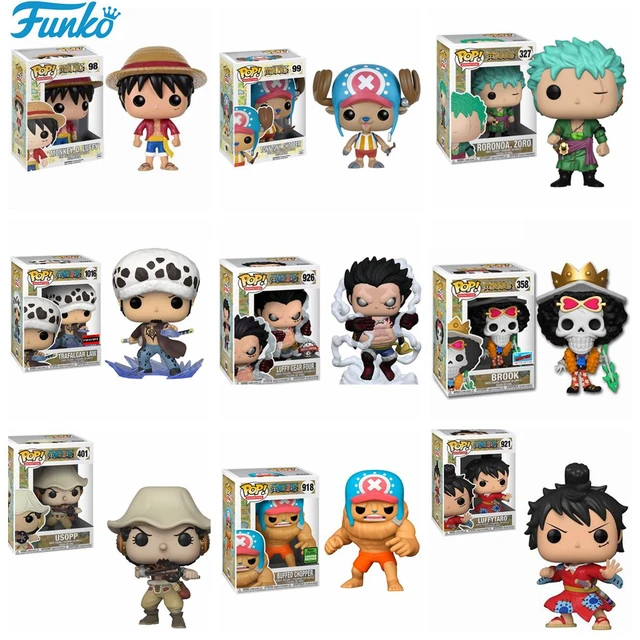 Funko Luffy 98 Gear Four 926 Ace 100 Law 101 1016 Zoro 327 Brook 358 Usopp  401 funko pop one piece Anime Action Figures Toys