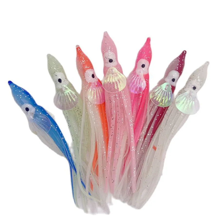 12cm Luminous Squid Skrit Saltwater Fishing Baits Soft Glow Squid Trolling  Lure 10PCS Saltwater Fishing Bait for Bass Trout - AliExpress