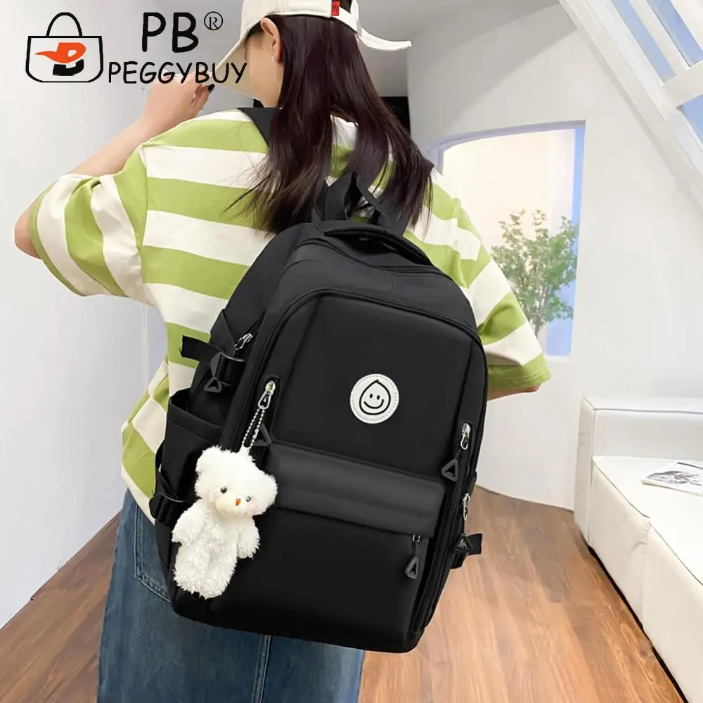 5pcs Backpack Combo Set Large Capacity School Bags Set Canvas with Pendant Soft for Primary Middle School Students 3