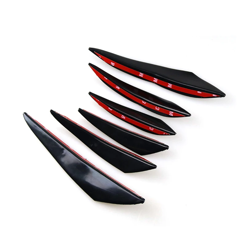 6 Pcs/set Universal Front Bumper Lip Decoration Diffuser Splitter Fins Body Spoiler Canards Valence Chin Car Tuning Canard