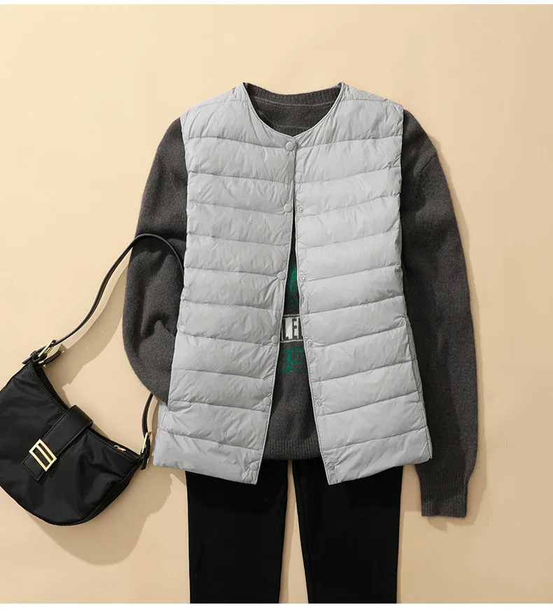 SEDUTMO Ultra Light Thin Duck Down Vest Women Quilted Winter Pocket Short Warm Basic Jacket Autumn Casual Waistcoat ED2060
