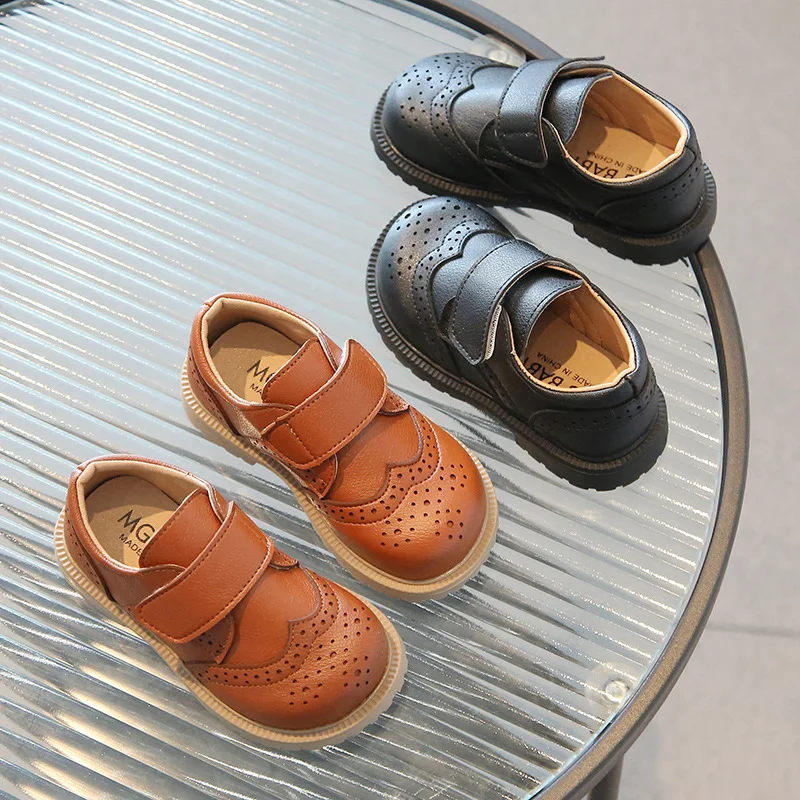 

Flat Heel Baby Boy Shoes Soft Leather British Boys Formal Party Shoes Kids Dress Shoes Office Black Brown Children Shoes