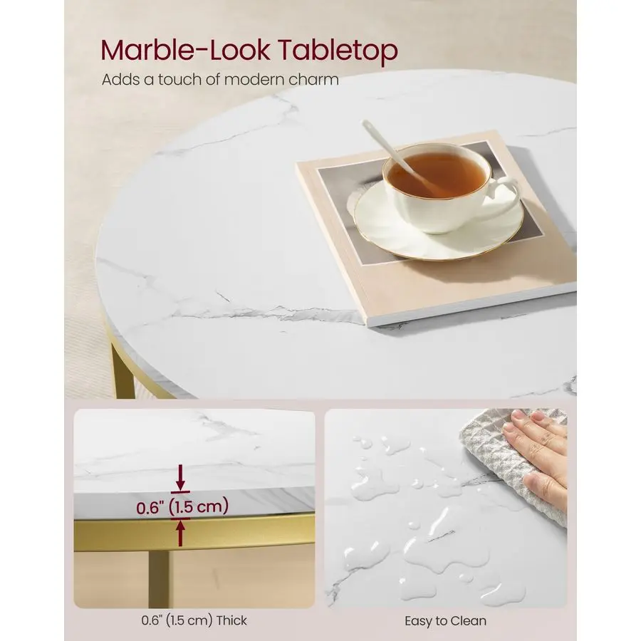 2‑Tier Round Marble Coffee Table 5