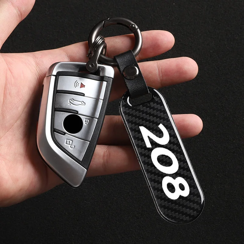 Luxury Carbon Fiber Keychain Car Logo Customization Key Ring For