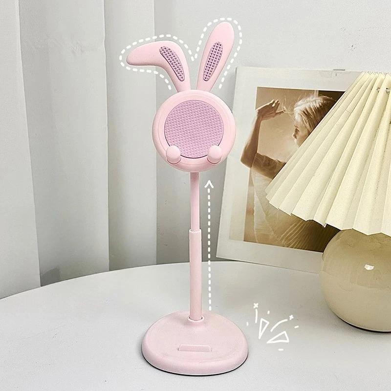 작은 토끼 모양 휴대폰 거치대, 높이 조절 가능, 학생용 데스크탑, 게으른 사람들을 위한 가정용 휴대폰/컴퓨터 지원 스탠드