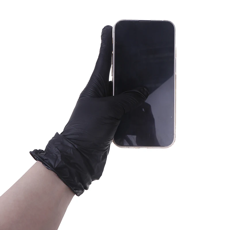 100PCS Gloves Disposible Latex Free Black Nitrile PVC Gloves Housework Cleaning Car Industry Gardening Pet Care Cooking Tools