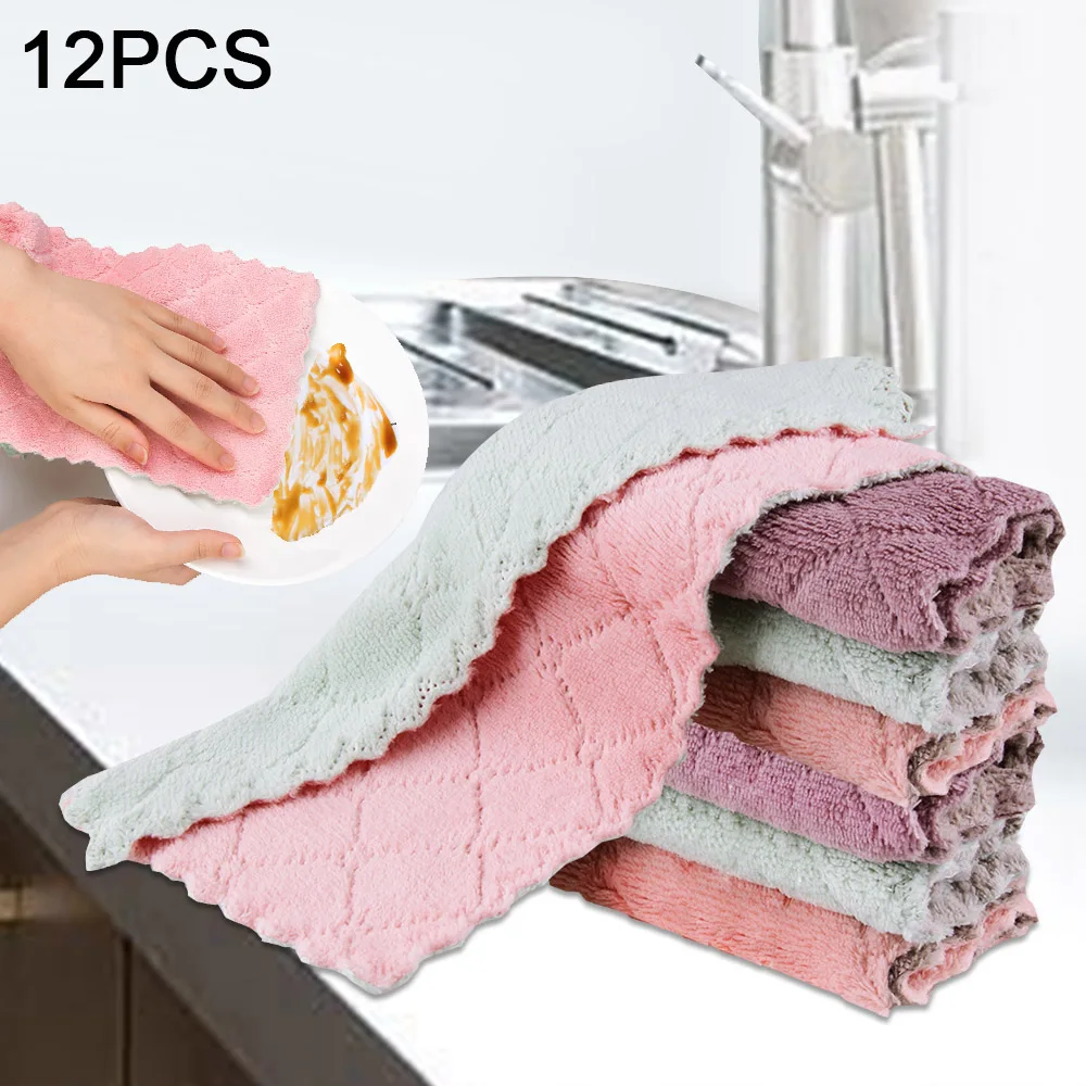 12PCS Super Absorbent Microfiber Kitchen Dish Cloth High efficiency